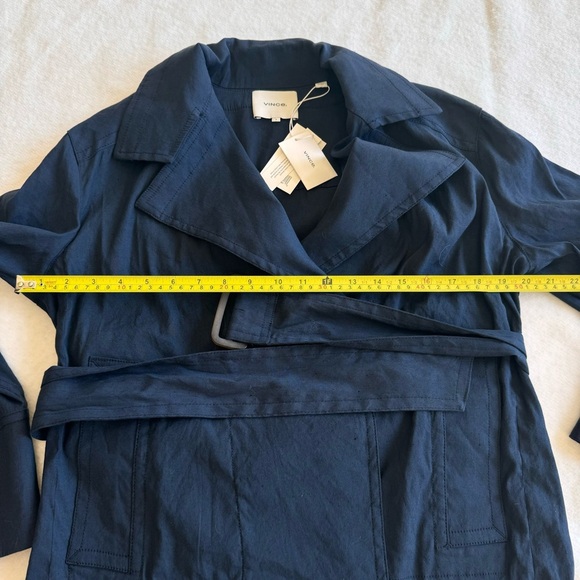 Vince Women's Utility Navy Blue Linen Blend Jacket Size S - Picture 8 of 9